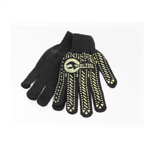 Перчатки рабочие 60% хлопок/40% полиэстер 10", класс вязки 7, чёрные жёлтая ПВХ точка (SP-0136), Витратні матеріали, YQ-703216