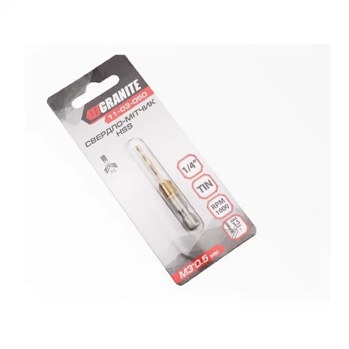 Свердло-мітчик по металу M3x0,5мм HSS DIN338 (11-03-050), Витратні матеріали, YQ-703225