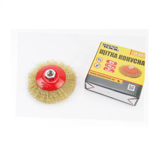Щётка конусная М14 D-115мм из латунированной рифлёной проволоки (19-8111), Витратні матеріали, YQ-703074