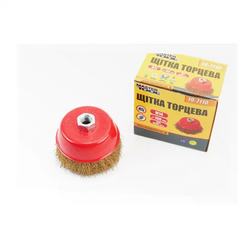 Щётка торцевая М14 D-100мм из латунированной рифлёной проволоки (19-7110), Витратні матеріали, YQ-703088
