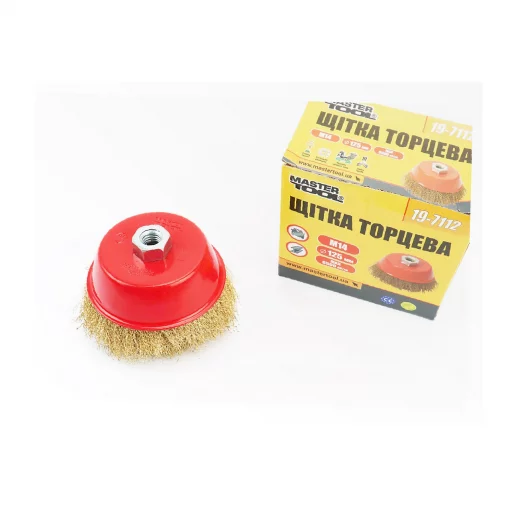 Щётка торцевая М14 D-125мм из латунированной рифлёной проволоки (19-7112), Витратні матеріали, YQ-703089