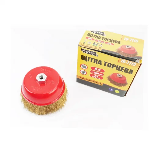Щётка торцевая М14 D-150мм из латунированной рифлёной проволоки (19-7115), Витратні матеріали, YQ-703090
