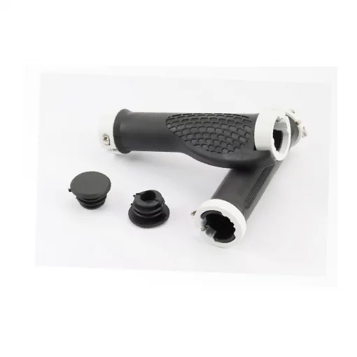 Ручки руля 130мм с зажимом Lock-On с двух сторон, эргономичные, чёрно-белые, ВЕЛОЗАПЧАСТИНИ, YQ-406473