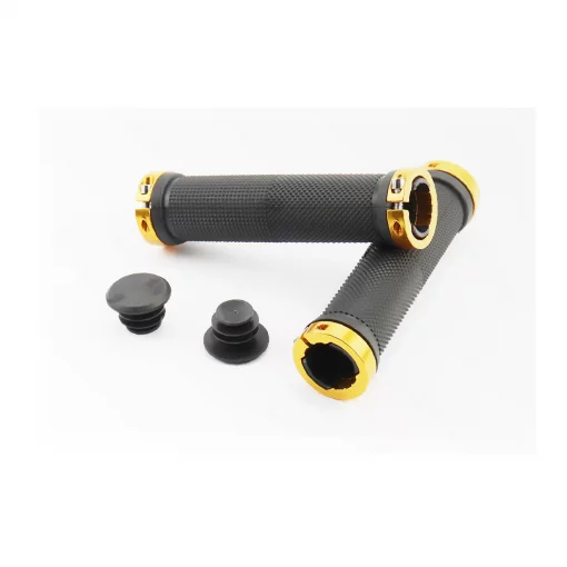 Ручки керма 130мм з затискачем Lock-On з двох сторін, чорно-золотисті FL-426, ВЕЛОЗАПЧАСТИНИ, YQ-406666