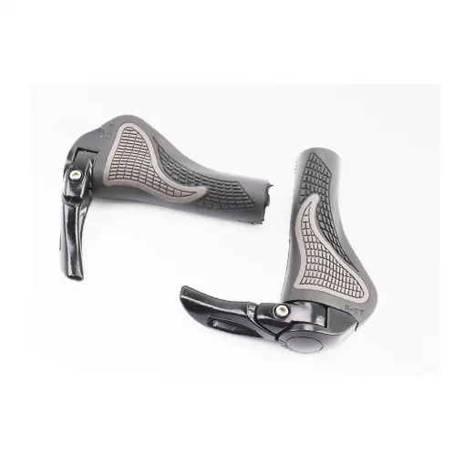 Ручки руля 140мм с зажимом Lock-On, эргономичные с рожками, чёрно-серые RB-BT1008, ВЕЛОЗАПЧАСТИНИ, YQ-406475