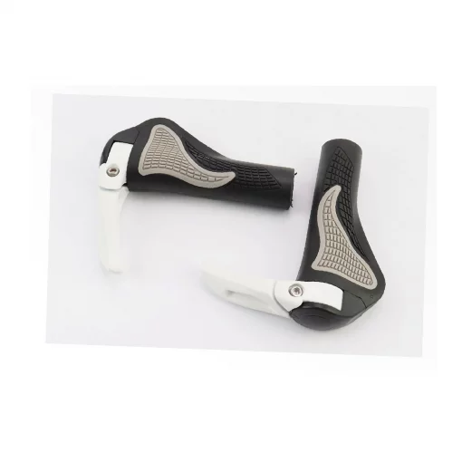 Ручки керма 140мм з затискачем Lock-On, ергономічні з ріжками, чорно-сіро-білі RB-BT1008, ВЕЛОЗАПЧАСТИНИ, YQ-406476