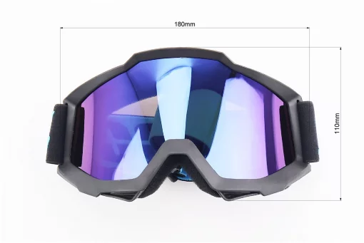 Очки кроссовые/эндуро/АТV, черные (зеркальное голубое стекло), FIX-207515