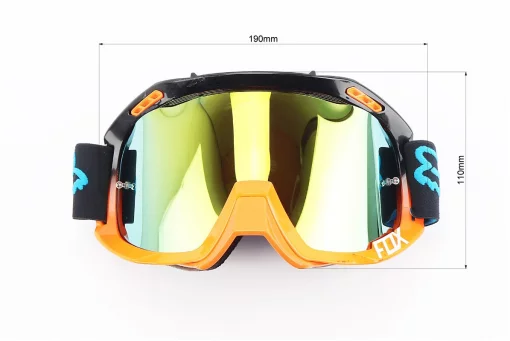 Очки кроссовые/эндуро/АТV, черно-оранжевые (зеркальное желтое стекло), FIX-210734
