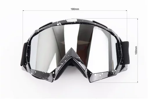 Очки кроссовые, черные с белыми точками (прозрачное стекло), FIX-210743