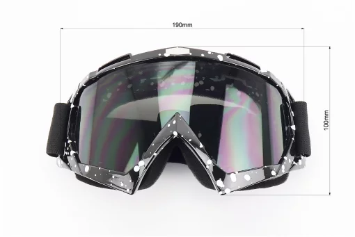 Очки кроссовые, черные с белыми точками (затемненное стекло), FIX-210744