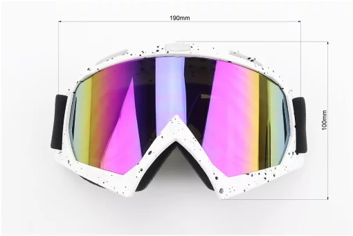 Очки кроссовые, белые с черными точками (хамелеон стекло), FIX-210745